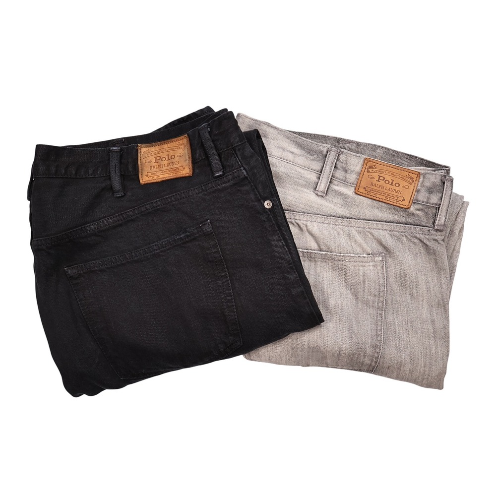 POLO RALPH LAUREN Men's 46Bx30 Grey Black Hampton Relaxed Straight Jeans BUNDLE